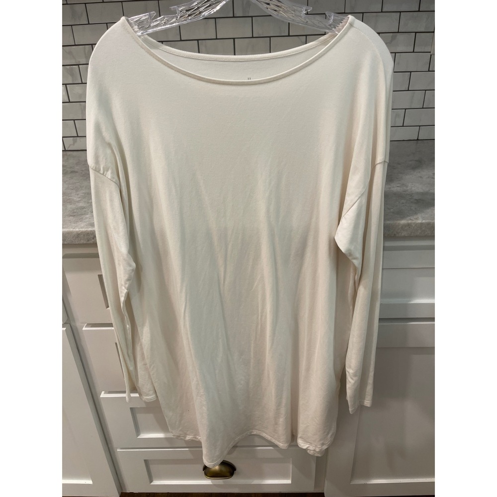 J Jill Tunic Womens M Tall Cream Luxe Supima Cotton Modal Long Sleeve Top